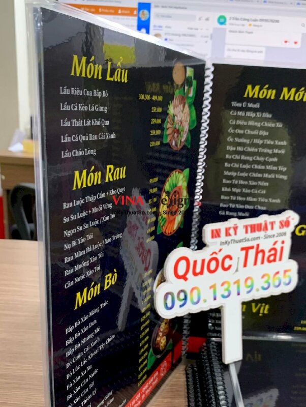 In menu quán dê tươi, menu lò xo ép plastic - INKTS798