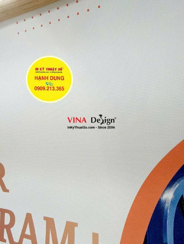In poster banner Canvas mực dầu mờ, nẹp gỗ 2 đầu treo văn phòng công ty - INKTS3793