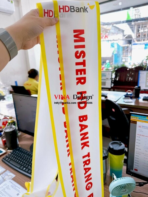 In sash hoa hậu và nam vương, băng đeo chéo Miss and Mister - INKTS541