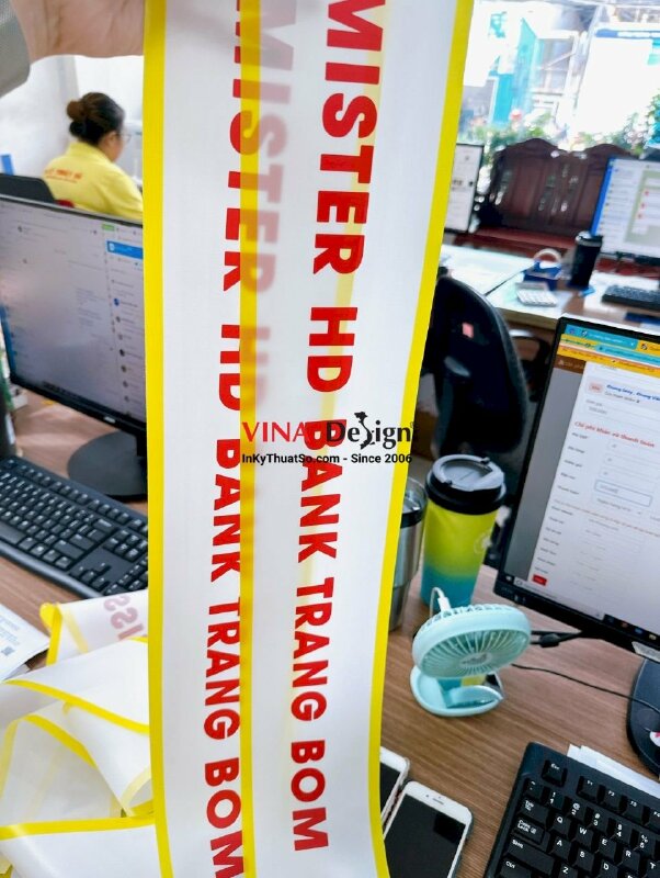 In sash hoa hậu và nam vương, băng đeo chéo Miss and Mister - INKTS541