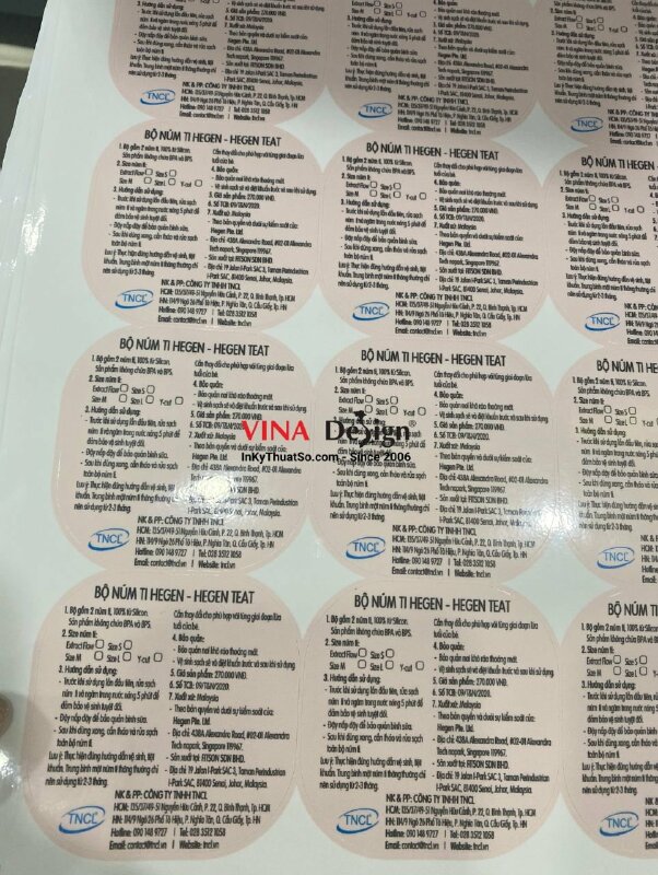 In tem decal sữa, mực dầu, cán bóng, bế thành phẩm - INKTS302