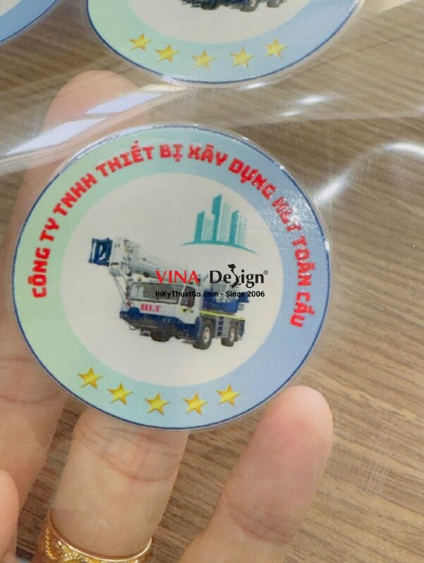 In tem DTF UV logo công ty cho thuê xe cẩu, sửa chữa máy móc thiết bị công trình  - INKTS3780