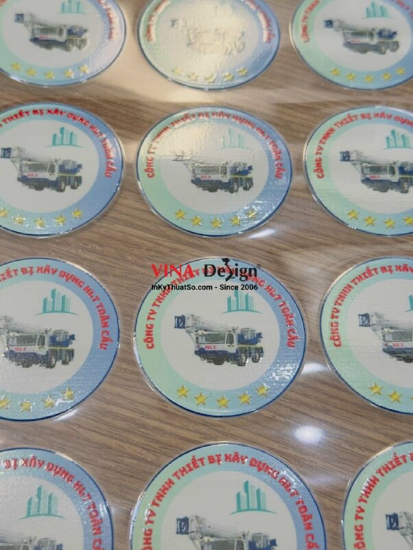 In tem DTF UV logo công ty cho thuê xe cẩu, sửa chữa máy móc thiết bị công trình  - INKTS3780
