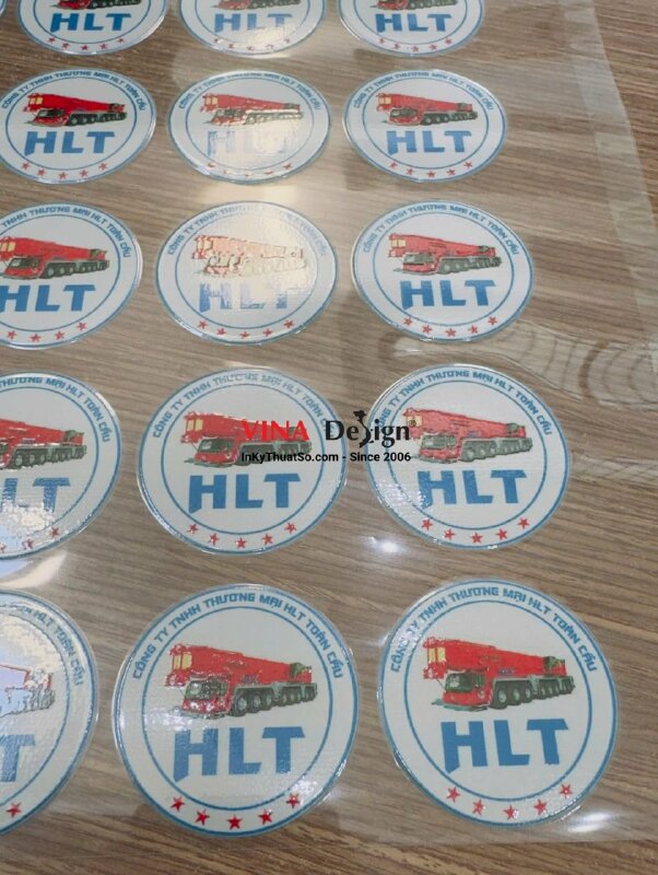 In tem DTF UV logo công ty cho thuê xe cẩu, sửa chữa máy móc thiết bị công trình  - INKTS3780