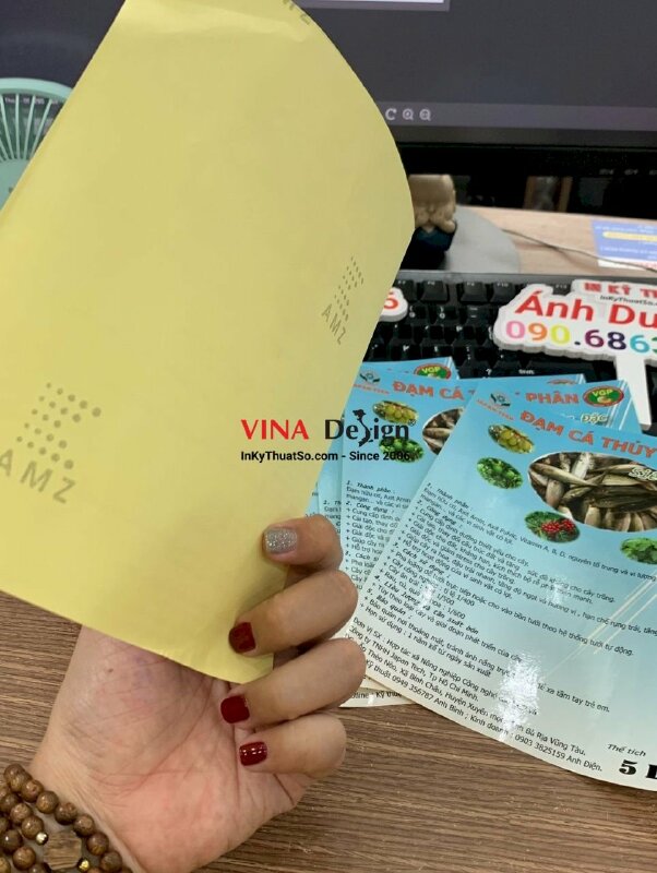 In tem nhãn dán can nhựa 5l, tem decal giấy cán bóng chống nước - INKTS552