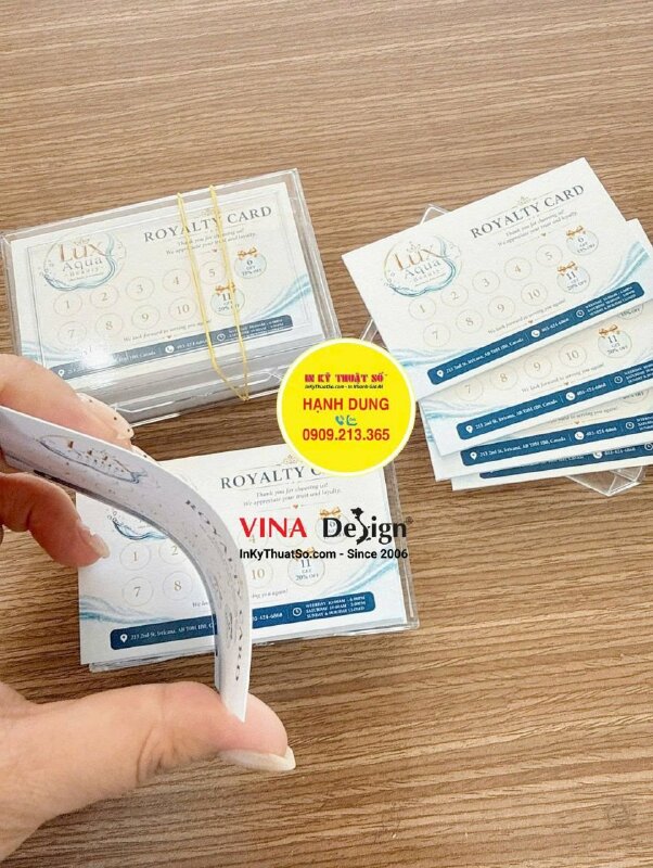 In thẻ tích điểm spa royalty card khách hàng thân thiết, hàng gửi đi Canada - INKTS3807