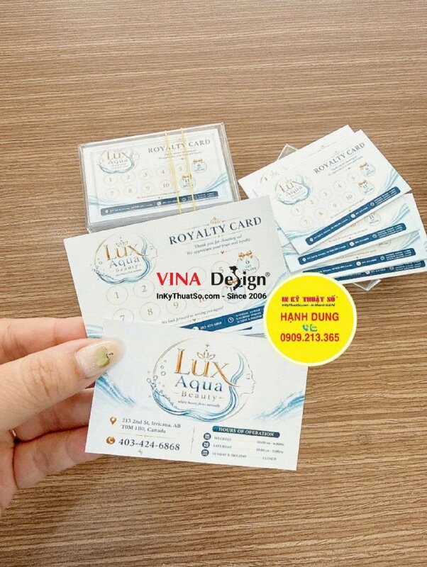 In thẻ tích điểm spa royalty card khách hàng thân thiết, hàng gửi đi Canada - INKTS3807