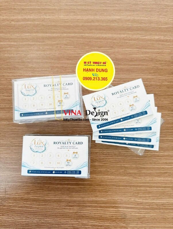 In thẻ tích điểm spa royalty card khách hàng thân thiết, hàng gửi đi Canada - INKTS3807