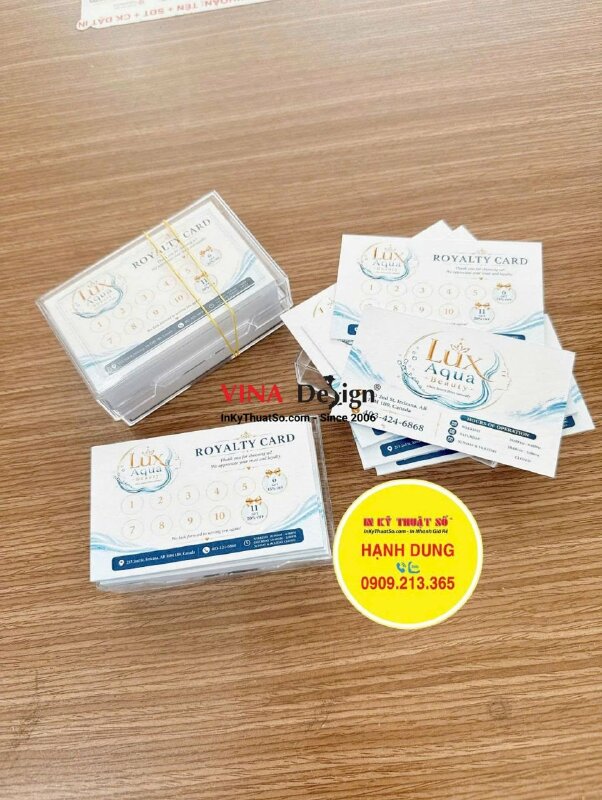 In thẻ tích điểm spa royalty card khách hàng thân thiết, hàng gửi đi Canada - INKTS3807