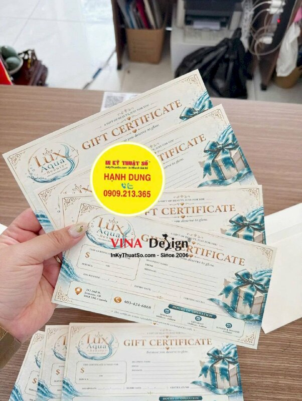 Set bao thư & voucher khai trương spa, in offset giấy mỹ thuật Sirio Color Milkshake, hàng in gửi đi Canada - INKTS3808