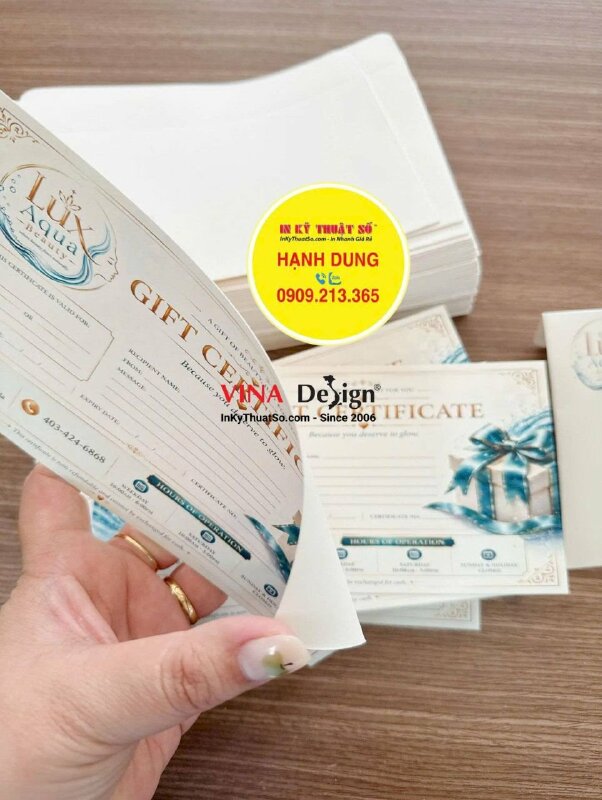 Set bao thư & voucher khai trương spa, in offset giấy mỹ thuật Sirio Color Milkshake, hàng in gửi đi Canada - INKTS3808