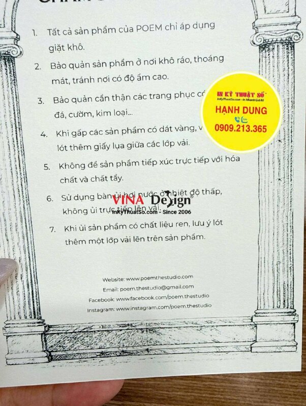 Thiết kế in ấn tờ HDSD sản phẩm quần áo cao cấp song ngữ Việt Anh - INKTS3796