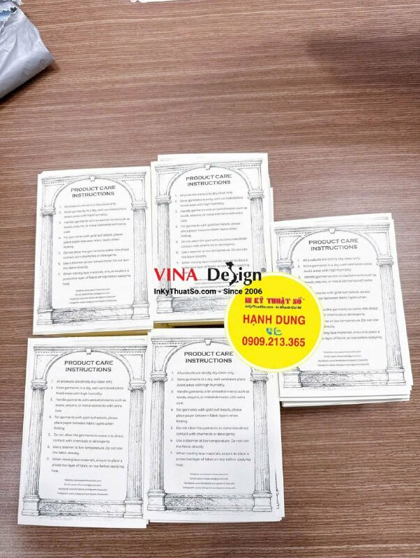 Thiết kế in ấn tờ HDSD sản phẩm quần áo cao cấp song ngữ Việt Anh - INKTS3796