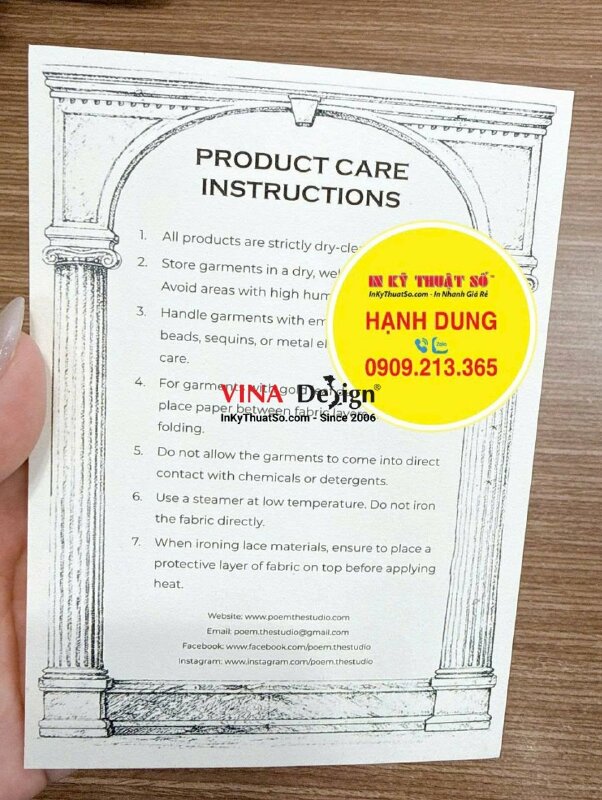 Thiết kế in ấn tờ HDSD sản phẩm quần áo cao cấp song ngữ Việt Anh - INKTS3796