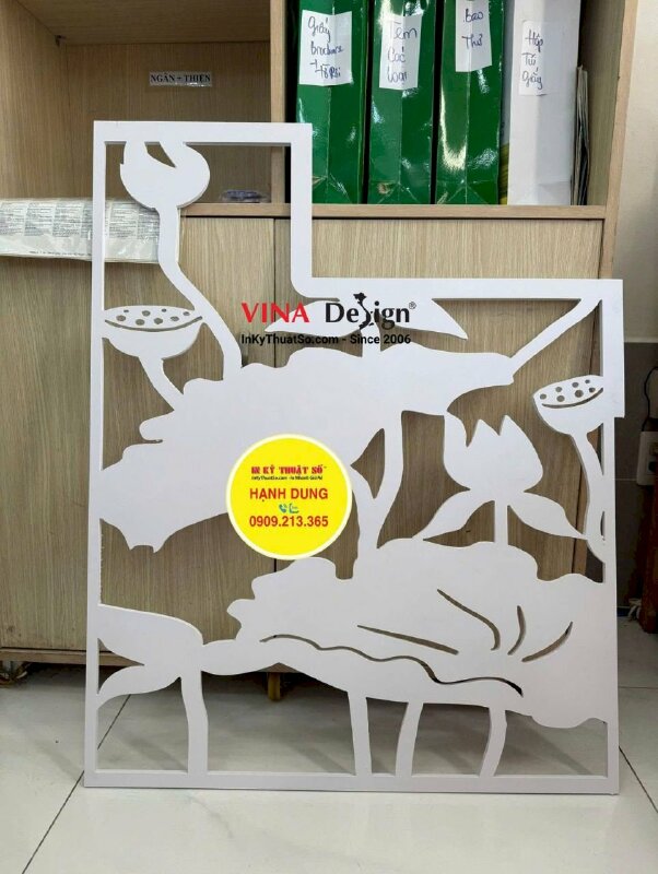 Cắt CNC formex (tấm PVC foam) dày 10li làm vách ngăn họa tiết hoa sen theo yêu cầu (KHÔNG IN) - INKTS3817
