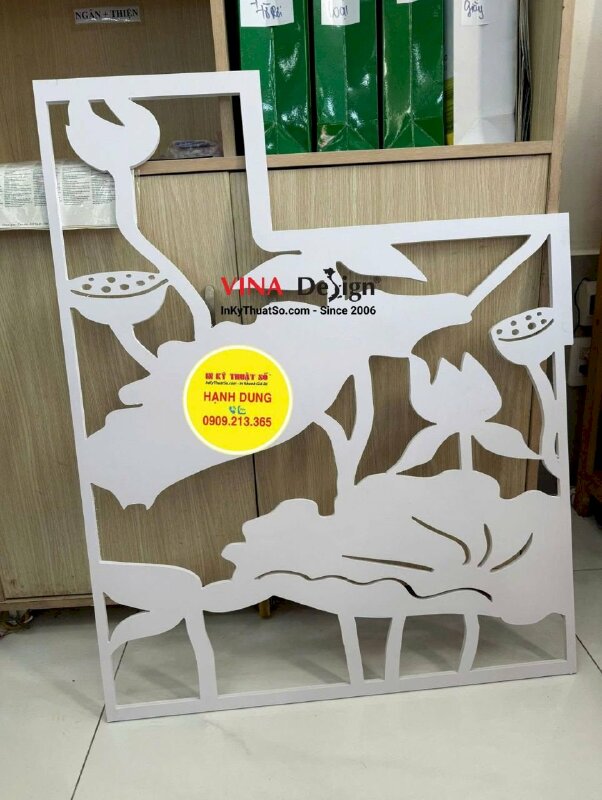 Cắt CNC formex (tấm PVC foam) dày 10li làm vách ngăn họa tiết hoa sen theo yêu cầu (KHÔNG IN) - INKTS3817