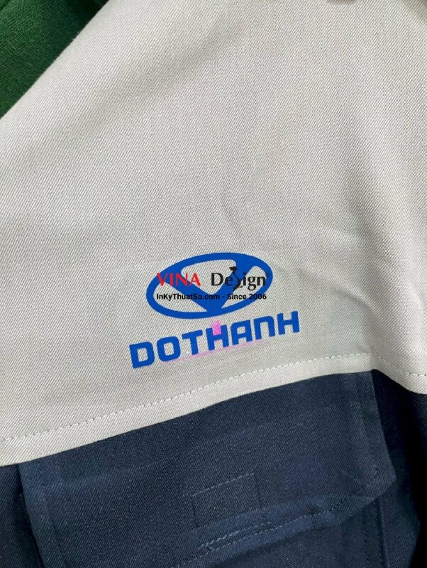 Decal in áo bảo hộ lao động logo công ty, Decal PU in chuyển nhiệt - INKTS751