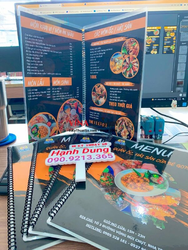 In menu quán ốc hải sản Nha Trang - gửi hàng từ TPHCM, menu gáy lò xo - INKTS538