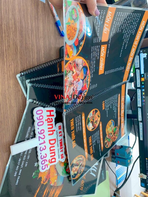 In menu quán ốc hải sản Nha Trang - gửi hàng từ TPHCM, menu gáy lò xo - INKTS538