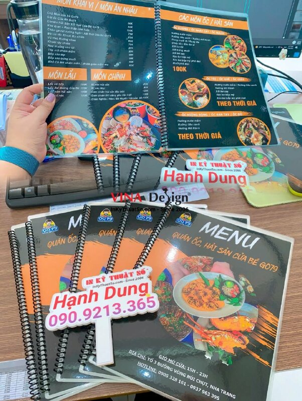 In menu quán ốc hải sản Nha Trang - gửi hàng từ TPHCM, menu gáy lò xo - INKTS538