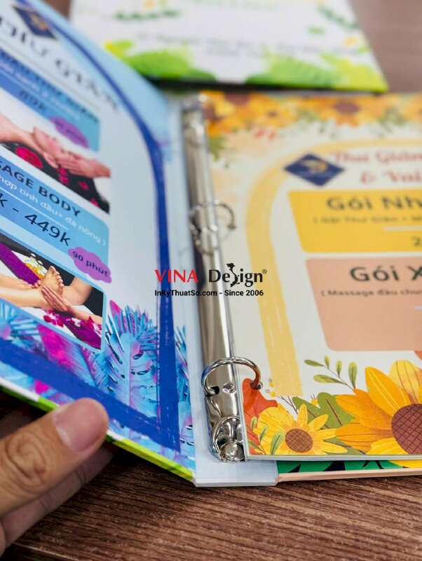 In menu Spa bìa còng, ruột tháo thay di động, menu cuốn đẹp khổ A4 - INKTS3829