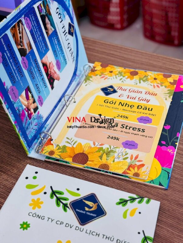 In menu Spa bìa còng, ruột tháo thay di động, menu cuốn đẹp khổ A4 - INKTS3829