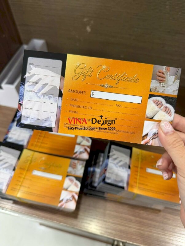 In phiếu Nails Gift Certificates Available, name card tích điểm Point card, hàng gửi đi Canada từ TPHCM - INKTS3832