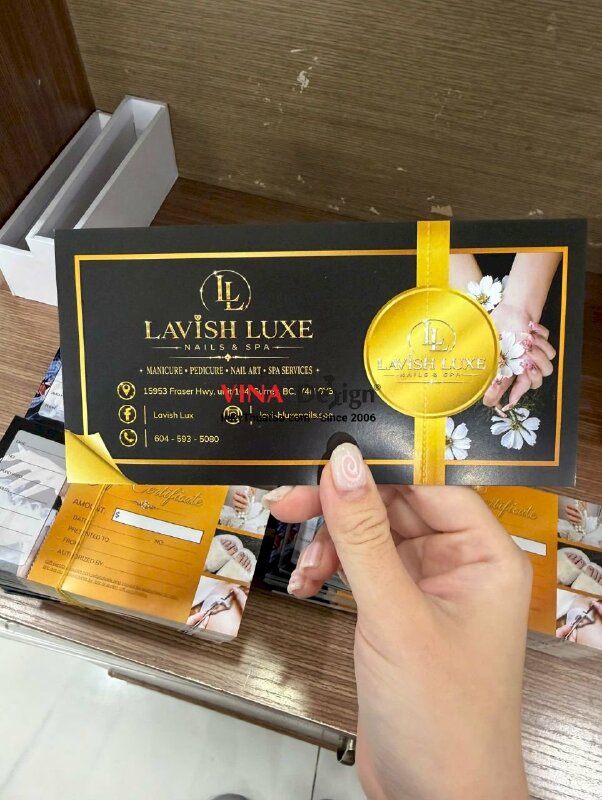 In phiếu Nails Gift Certificates Available, name card tích điểm Point card, hàng gửi đi Canada từ TPHCM - INKTS3832
