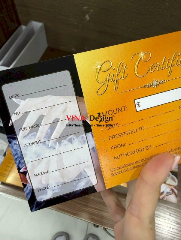 In phiếu Nails Gift Certificates Available, name card tích điểm Point card, hàng gửi đi Canada từ TPHCM - INKTS3832