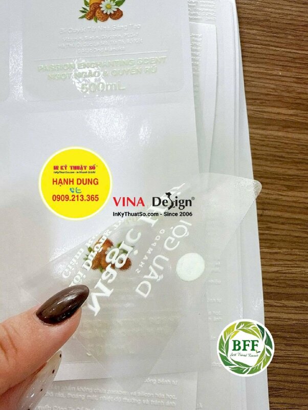 In tem Decal trong dán Bộ dầu gội Magic Hair dán mặt trước & sau chai nhựa 500ml - INKTS3814