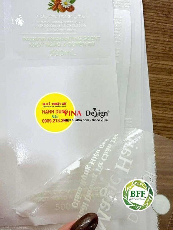 In tem Decal trong dán Bộ dầu gội Magic Hair dán mặt trước & sau chai nhựa 500ml - INKTS3814