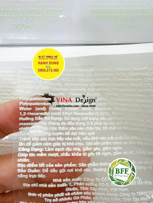In tem Decal trong dán Bộ dầu gội Magic Hair dán mặt trước & sau chai nhựa 500ml - INKTS3814