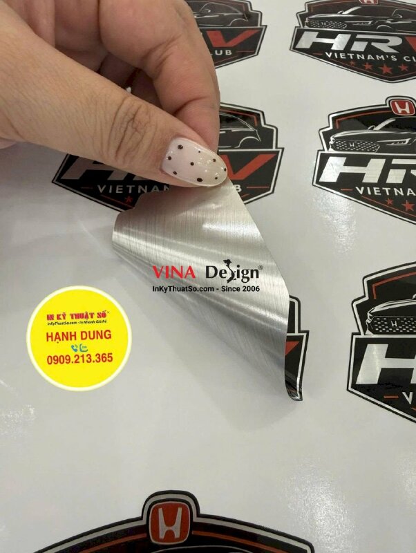 In tem nhôm xước dán phụ kiện ô tô, cán bóng, bế theo viền - INKTS3821