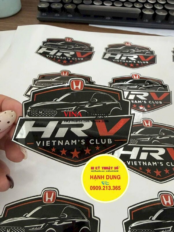 In tem nhôm xước dán phụ kiện ô tô, cán bóng, bế theo viền - INKTS3821