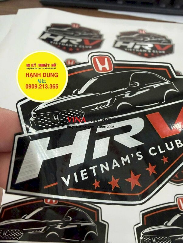 In tem nhôm xước dán phụ kiện ô tô, cán bóng, bế theo viền - INKTS3821