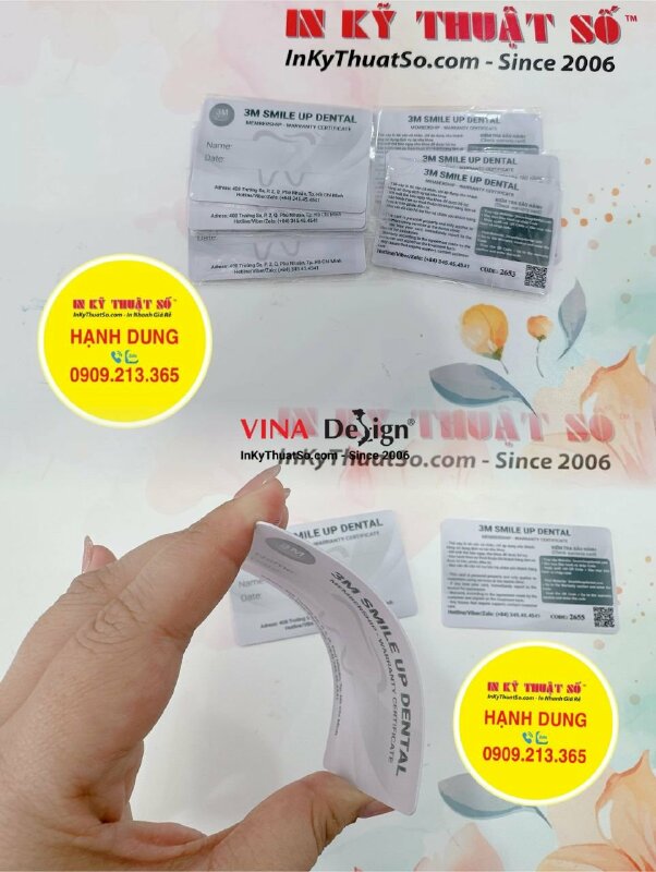 In thẻ bảo hành răng sứ nha khoa thẻ Membership - Warranty Certificate Dental - INKTS1449