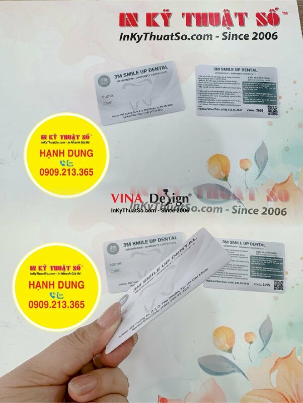 In thẻ bảo hành răng sứ nha khoa thẻ Membership - Warranty Certificate Dental - INKTS1449