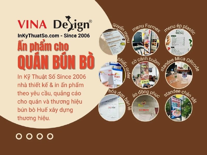 Dịch vụ in ấn cho quán bún bò, thương hiệu bún bò Huế