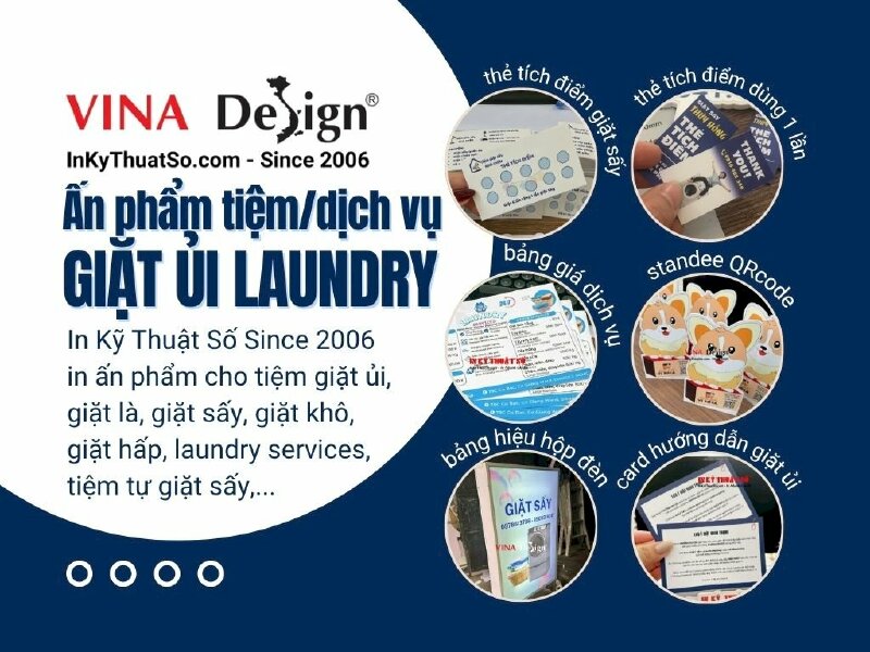 Dịch vụ in ấn cho tiệm giặt ủi, giặt là, giặt sấy, giặt khô, giặt hấp, laundry services, tiệm tự giặt sấy