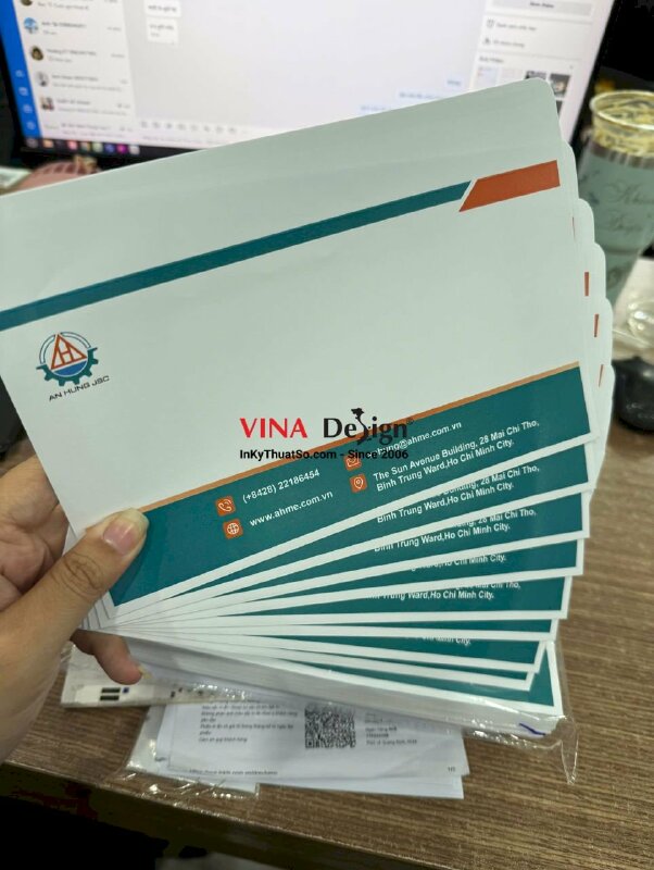 In bao thư kỹ thuật số cho công ty cơ khí và thiết bị, bao thư size nhỏ 22x12cm - INKTS3850