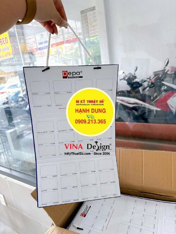 In catalogue & tag tên mã màu sơn công nghiệp, cấn gấp, gắn dây treo, in offset - INKTS3848