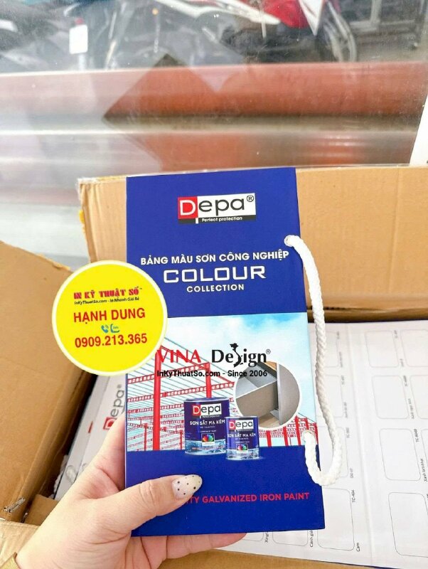 In catalogue & tag tên mã màu sơn công nghiệp, cấn gấp, gắn dây treo, in offset - INKTS3848