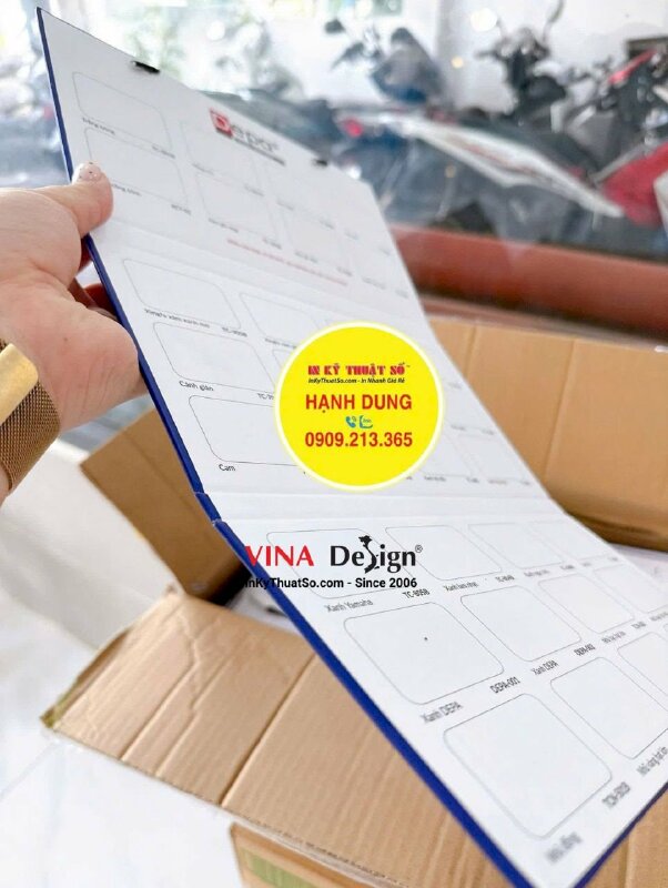 In catalogue & tag tên mã màu sơn công nghiệp, cấn gấp, gắn dây treo, in offset - INKTS3848