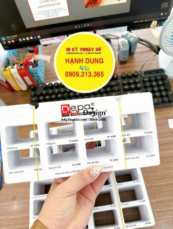 In catalogue & tag tên mã màu sơn công nghiệp, cấn gấp, gắn dây treo, in offset - INKTS3848