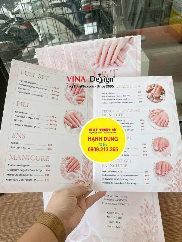 In menu Nails dạng quyển gập đôi từ Formex, hàng gửi đi Phoenix, Arizona Mỹ - INKTS3843