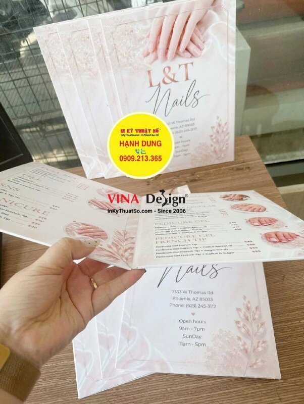 In menu Nails dạng quyển gập đôi từ Formex, hàng gửi đi Phoenix, Arizona Mỹ - INKTS3843
