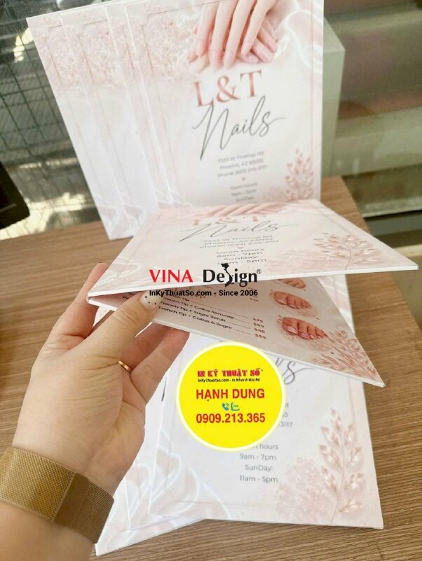 In menu Nails dạng quyển gập đôi từ Formex, hàng gửi đi Phoenix, Arizona Mỹ - INKTS3843