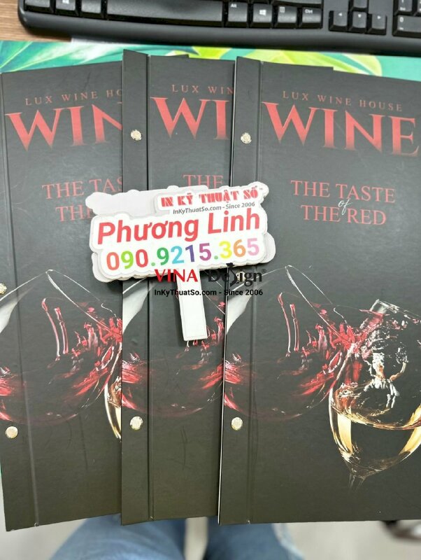 In menu nhà hàng restaurant, menu bìa bồi cứng gáy đóng ghim inox - INKTS1093