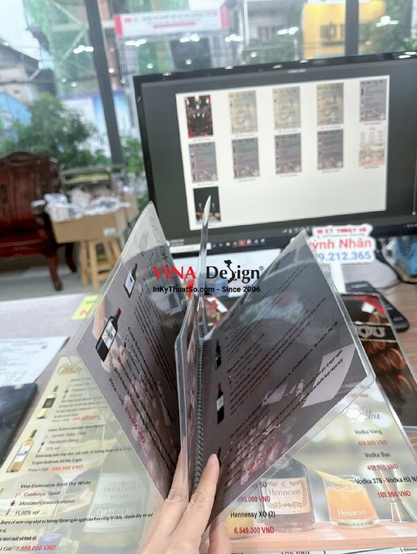 In menu plastic đóng cuốn lò xo A4, in menu quán nhậu - INKTS797