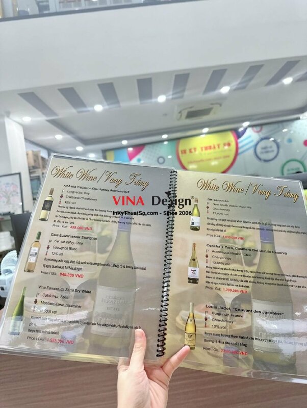 In menu plastic đóng cuốn lò xo A4, in menu quán nhậu - INKTS797